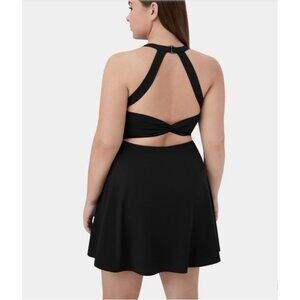 Halara Exercise Dress Sz 3XL Womens Black Backless Cut Out Twisted Side Pocket 2